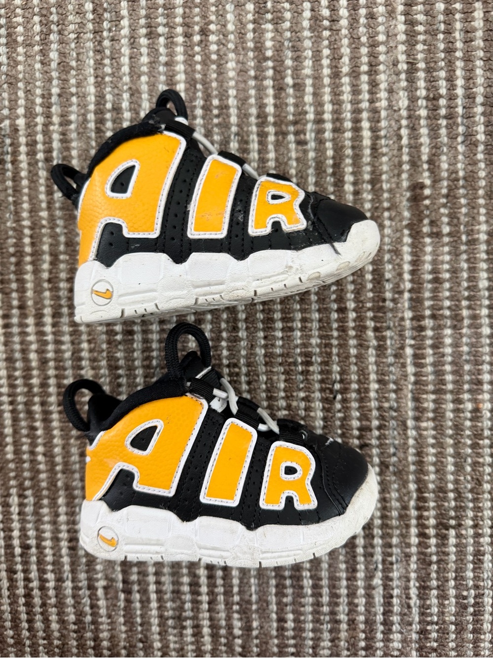 Nike Air More Uptempo blue and yellow AIR toddler shoes sneakers